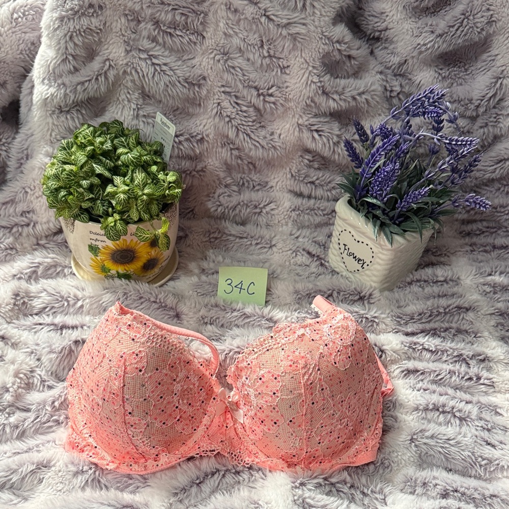 Victoria’s Secret VERY SEXY PUSH UP Bra SET Lace, Elegant Pink/coral. Size 34C
